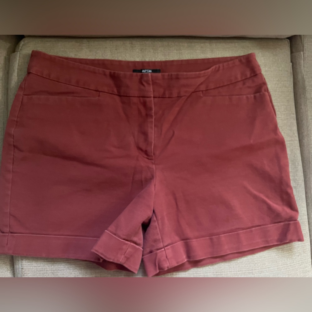 Apt 9 shorts, size 14, rust colored, some piling and damage but life left.